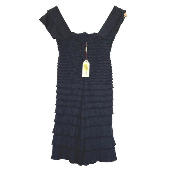NWT M.S.S.P. Navy Ruffle Bodycon Mini Dress Size S Stretch - Picture 12 of 12
